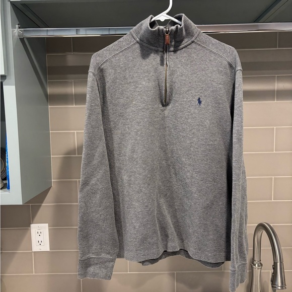 Polo Ralph Lauren Other - Vintage Polo Ralph Lauren Cotton Quarterzip Sweater Leather Zipper Size L